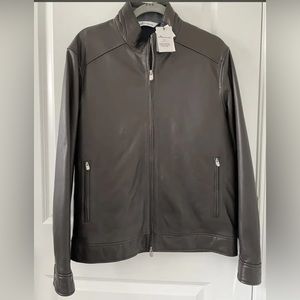 NWT! $845 Peter Millar Anniversary Lambskin Leather Bomber Jacket Chocolate XL